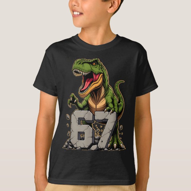 T-shirt T-rex Dinosaur Funny Six Seven Meme Cool Tyrannosa (Devant)