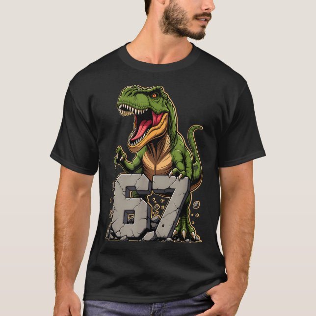 T-shirt T-rex Dinosaur Funny Six Seven Meme Cool Tyrannosa (Devant)