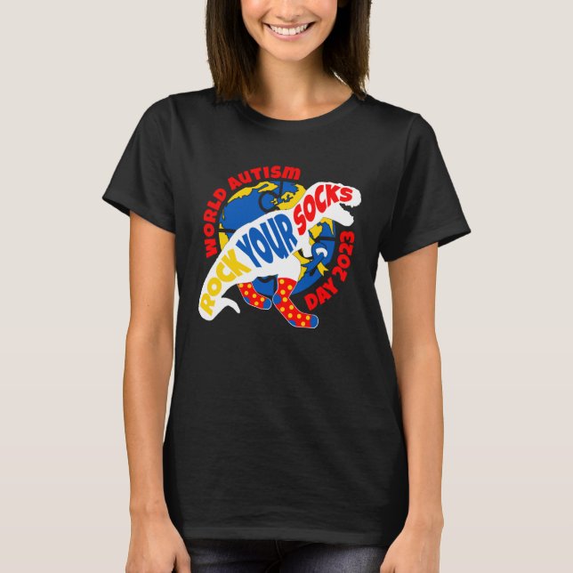T-shirt T REX Dinosaur Rock Your Socks Sensibilisation sur (Devant)