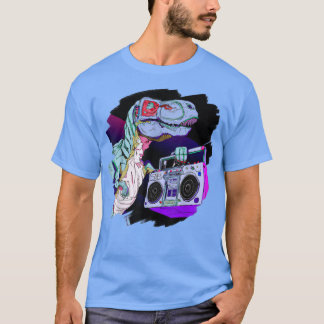 T-shirt T Rex Dinosaur Stéréo Techno Tyrannosaurus Rex Dj