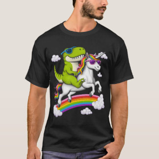 T-shirt T-Rex Dinosaure chevauchant Licorne