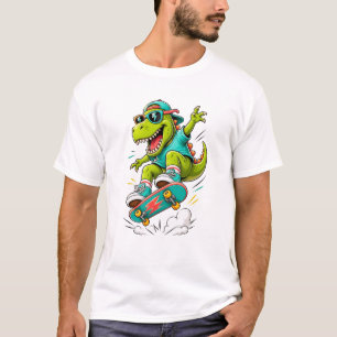 T-shirt T-Rex Dinosaure de Skateboard Cool