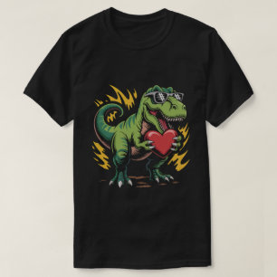T-shirt T-Rex Dinosaure Lunettes de Soleil Saint-Valentin 