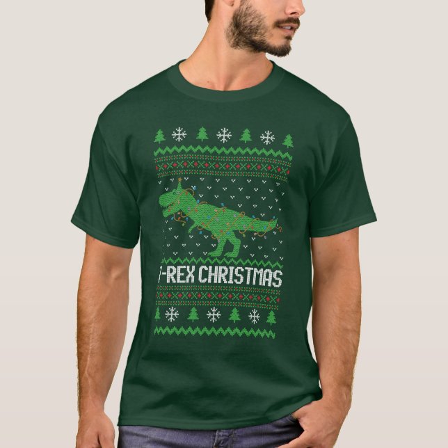 T-shirt T-Rex Douceur de Noël moche (Devant)