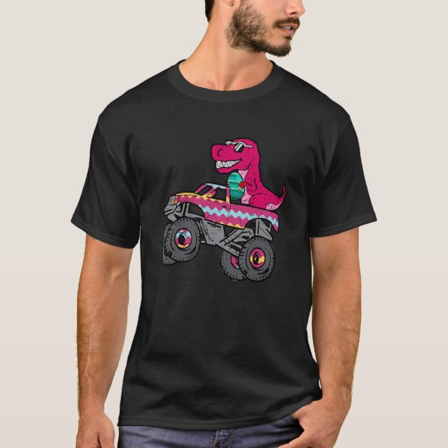 T-shirt T Rex Easter Bunny Dinosaur Boys Monster Truck Kid (Devant)