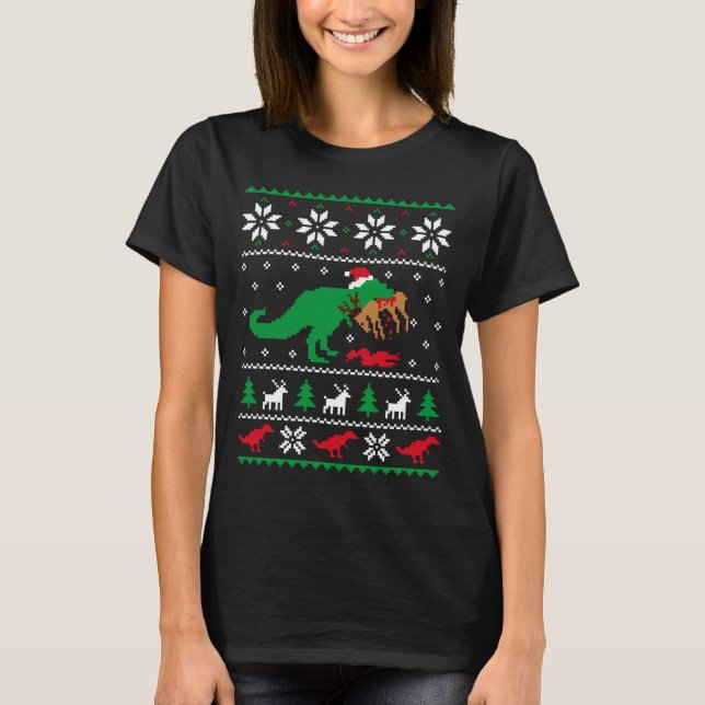 T-shirt T Rex Eating Reindeer Funny Dinosaur Christmas Ugl (Devant)