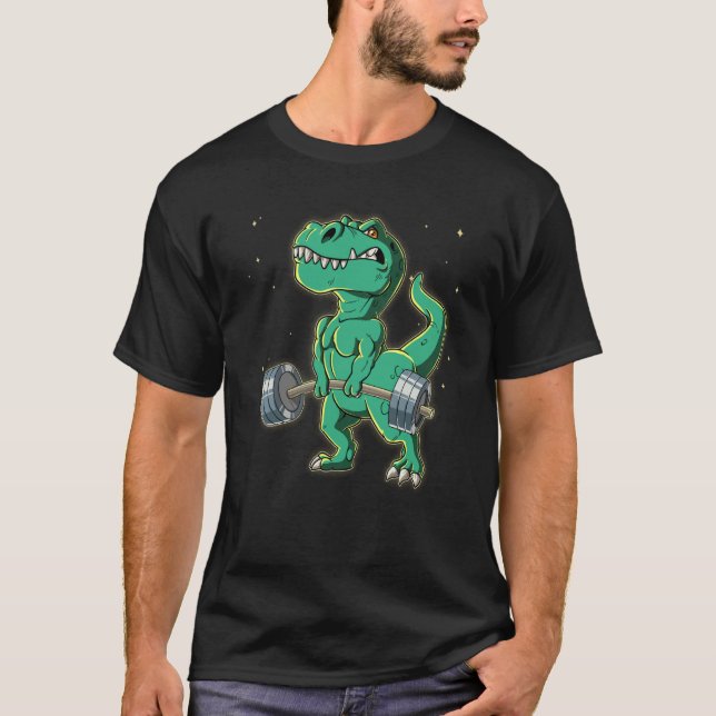 T-shirt T rex Gym Weight Training Deadlift  2 (Devant)
