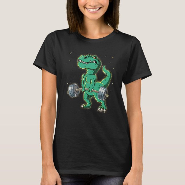 T-shirt T rex Gym Weight Training Deadlift  2 (Devant)