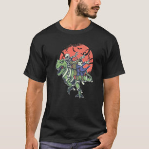 T-SHIRT T REX HALLOWEEN SKELETON ÉQUITATION MUMMMY DINOSAU