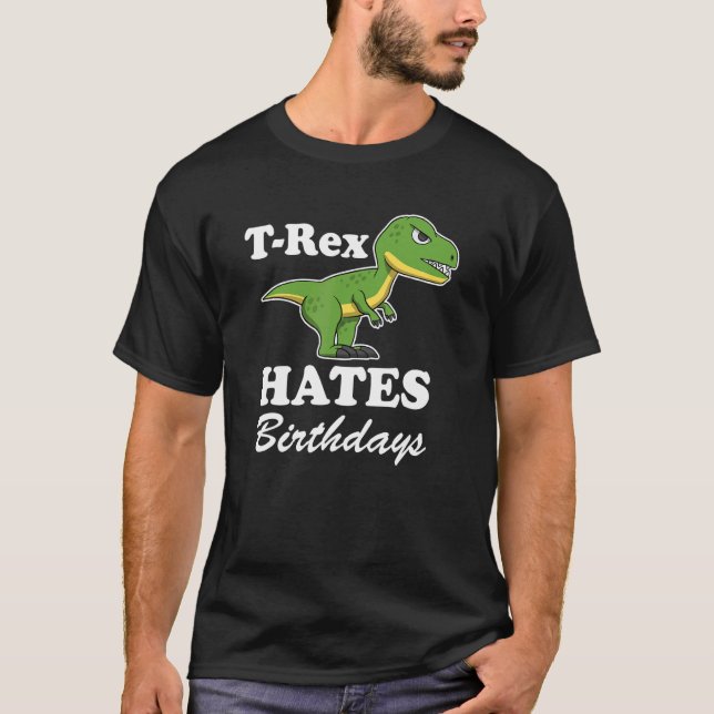 T-shirt T Rex Hates  Quote Arms Dino   Trex (Devant)