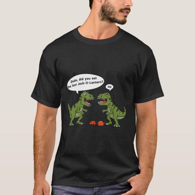 T-shirt T Rex Mange Jack-o'-lantern Halloween Garçons Fill (Devant)