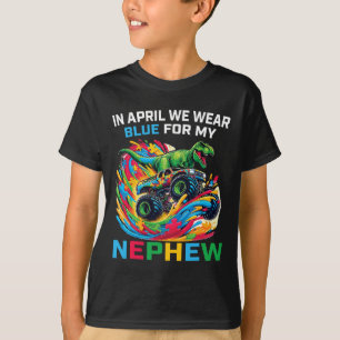 T-shirt T-Rex Monster Truck D Cousin Bleu Sensibilisation