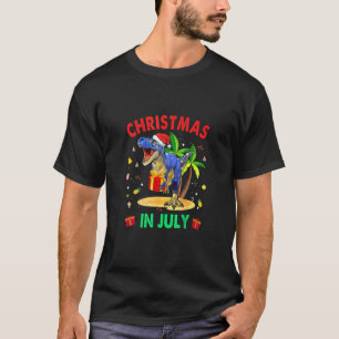 T-shirt T Rex Noël En Juillet Tee - shirts Pour Garçons En