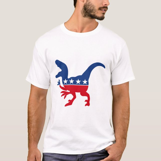 T-shirt T-Rex patriotique anti-politique (Devant)