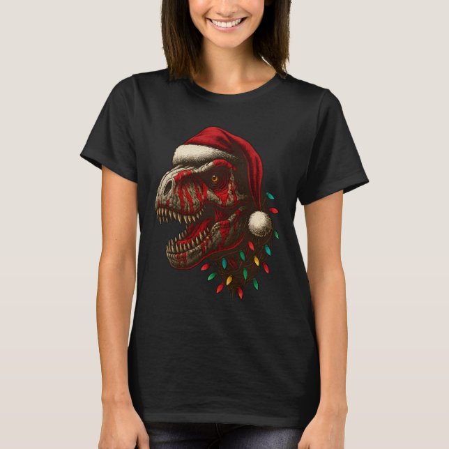 T-shirt T-Rex Père Noël Dinosaur Noël (Devant)