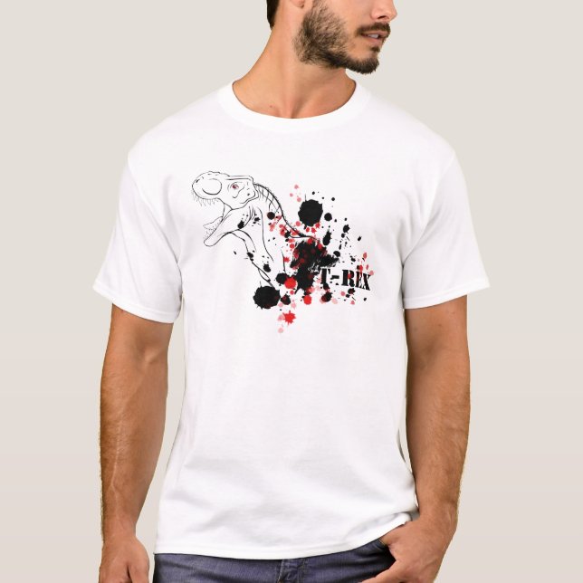T-shirt T-Rex (rouge et noir) (Devant)