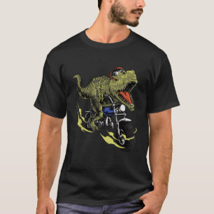 T-shirt T Rex Sur Une Moto Drôle Moto Rider