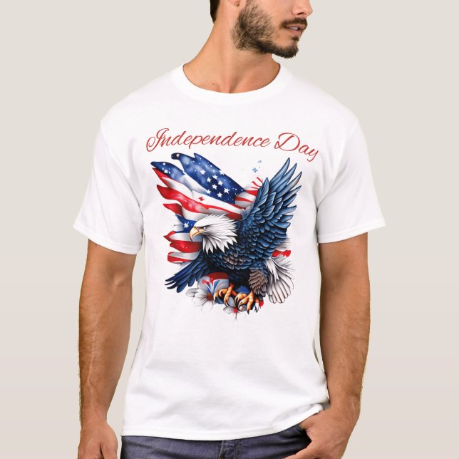 T-shirt t shert independence day. (Devant)