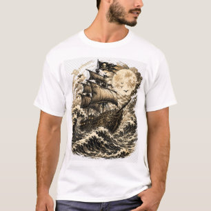 T-shirt T-Shi Homme Graphique Vague Océanique Bateau Pirat