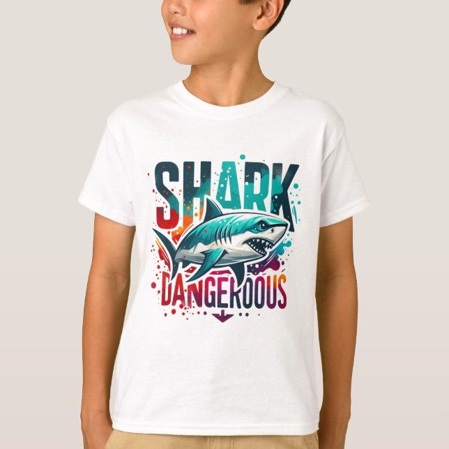 T-shirt T-Shir cool Shark Kids - Plongez dans le style et  (Devant)