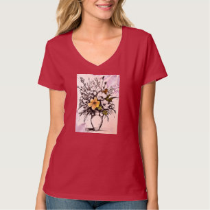 T-shirt "T-shirt à col V féminin Bouquet de beauté en fleu