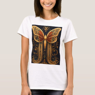 T-shirt "T-shirt à papillon d'or imprimé - élégant et élég