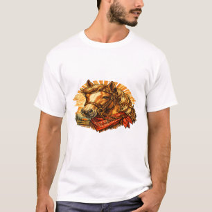 T-shirt T‑Shirt Bandana de Cheval Western Rétro – Cowb Vin
