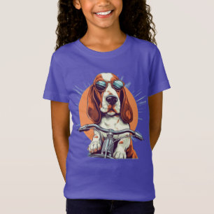 T-Shirt T-Shirt, basset cool caricature hound biker