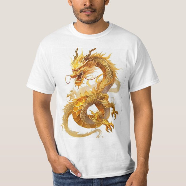 T-shirt T-Shirt-Bold & Style De Dragon Chinois Majestueux (Devant)