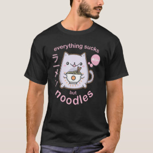 T-shirt T Shirt Chaton Nouilles Ramen Goth Pastel - Cade