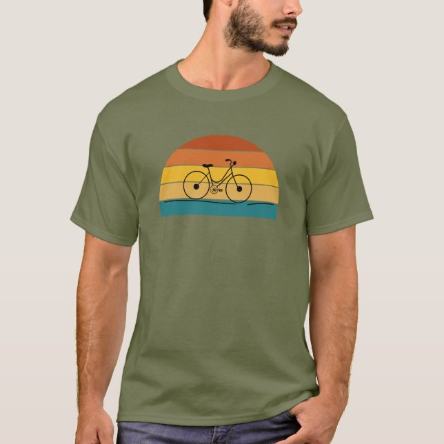 T-shirt T-Shirt, coucher de soleil de vélo (Devant)