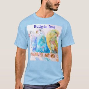 T-shirt T Shirt Cute Budgie Aquarelle Fantaisiste Pour Pap
