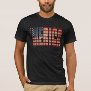 T-shirt 'T-shirt de drapeau affligé par cru de MERICA USA