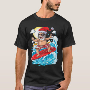 T-shirt T Shirt de Surf Hawaïen de Noël Été Santa