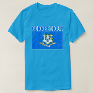 T-shirt T-Shirt, drapeau de l'État du Connecticut (en état