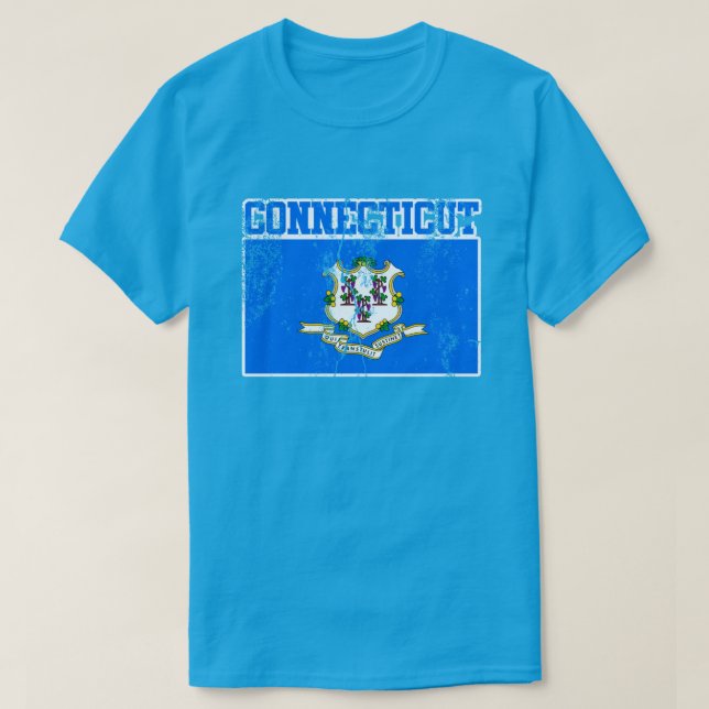 T-shirt T-Shirt, drapeau de l'État du Connecticut (en état (Design devant)
