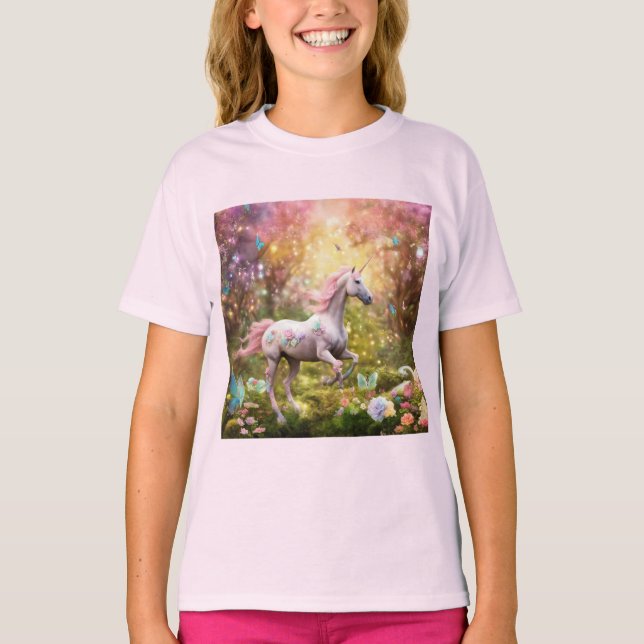 T-shirt "T-shirt forestier encastré Rainbow Unicorn" (Devant)