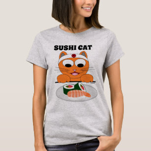 T-shirt T Shirt Humoristique Sushi Cat Ginger Kitty