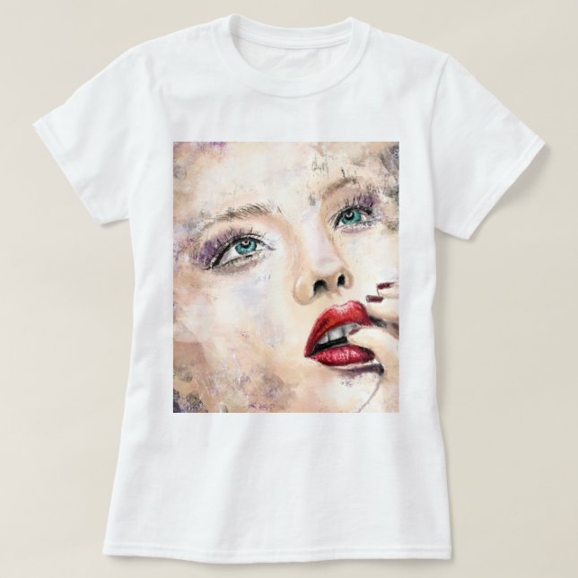 T-shirt T-Shirt, Jolie Femme À Jeu Vert (Design devant)
