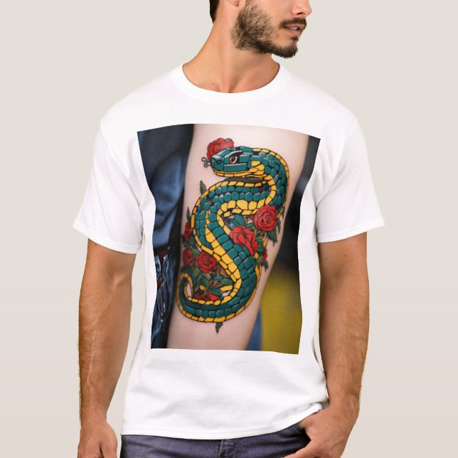 T-shirt "T-shirt main de tatouage serpent (Devant)
