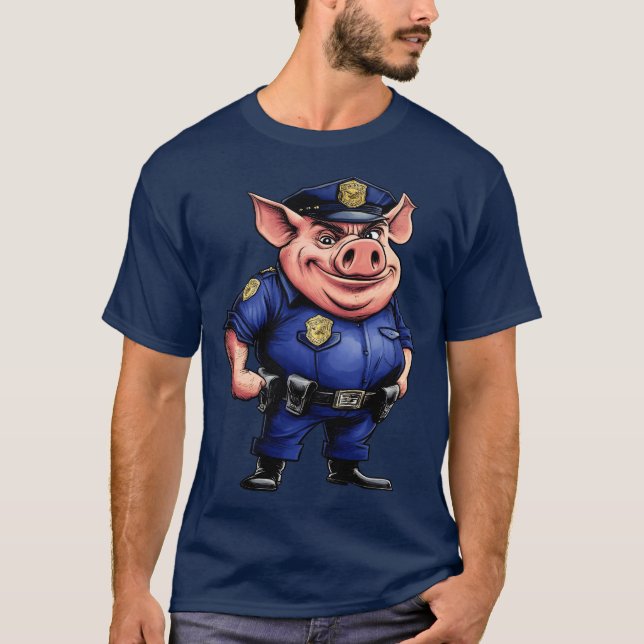 T-shirt T-Shirt, policier des cochons (Devant)