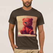 “T-shirt pour hommes avec un ours en peluche rouge