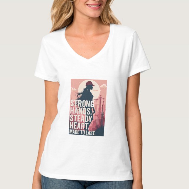 T-shirt T-ShirtStrong Poster d'une travailleuse en constru (Devant)