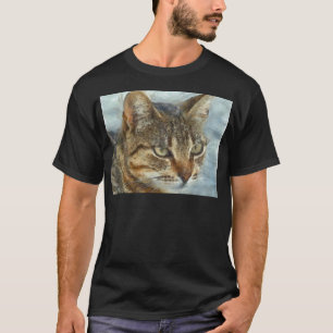 T-shirt Tabby Cat Étonnant Gros Plan Graphite Portra