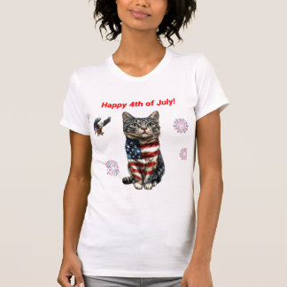 T-shirt Tabby Patriotique T-Shirt, Chat Drapeau Américain