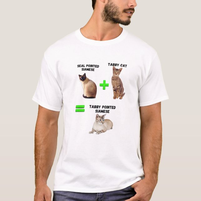 T-shirt Tabby Poinçait Le Chat Siamois (Devant)