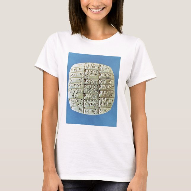 T-shirt Table des comptes avec script cuneiform, c.2400 BC (Devant)