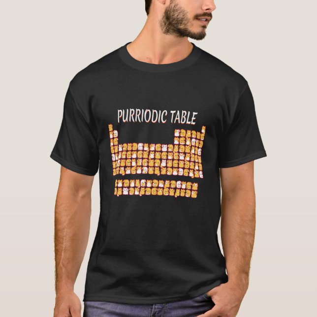 T-shirt Table Purriodique Cute Chat Jeu de Table Périodiqu (Devant)