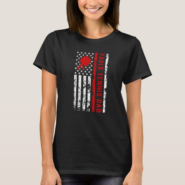 T-shirt Table Tennis Papa USA Drapeau Design Paddle Table  (Devant)