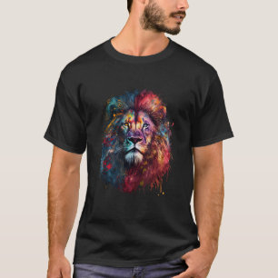 T-shirt Tableau coloré de la tête de lion Zodiac S astrolo